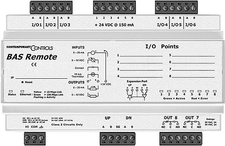 Figure 1 — The BAS Remote has six universal input/output points and two relay outputs.