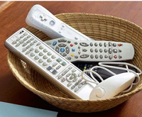 basket of remotes