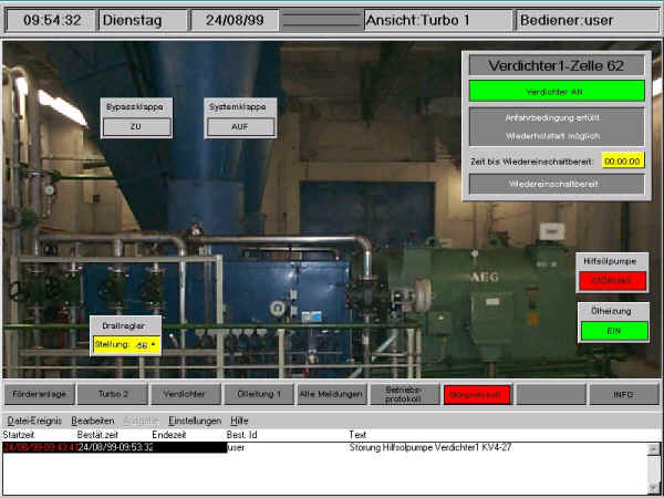 View of the Turbos with the most important status report messages.