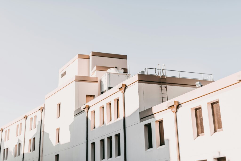 an image of a flat building roof